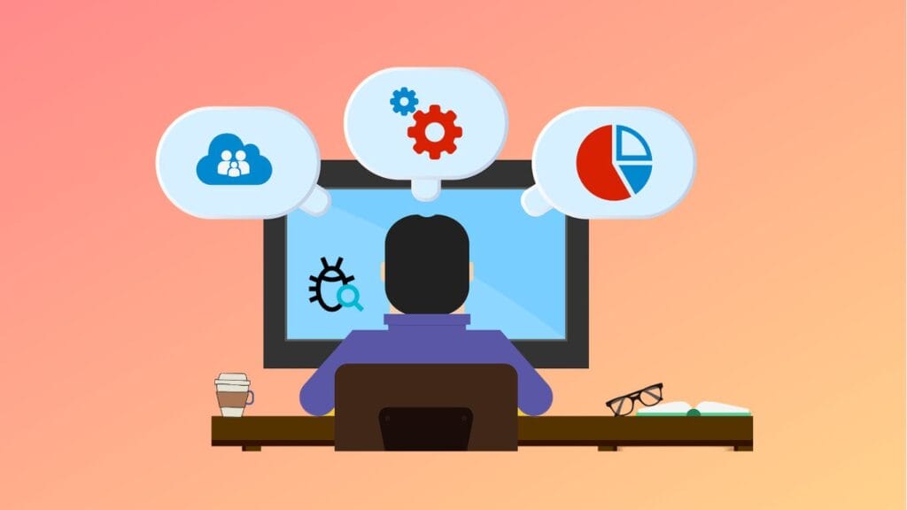 Мужчина тестирует ПО