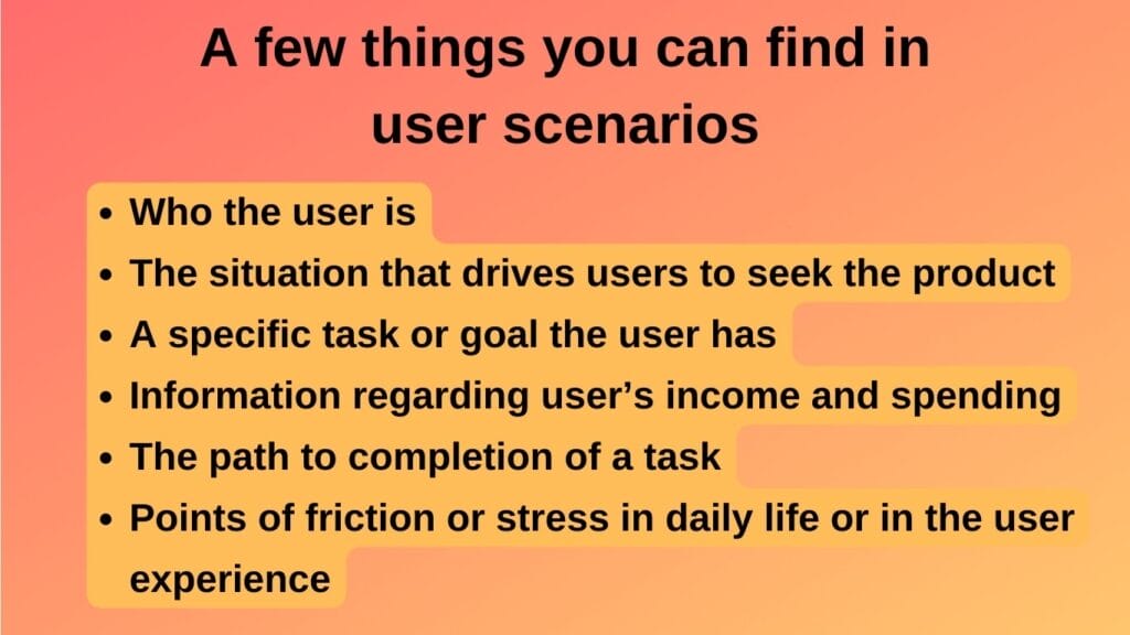 Things you can find in user scenarios