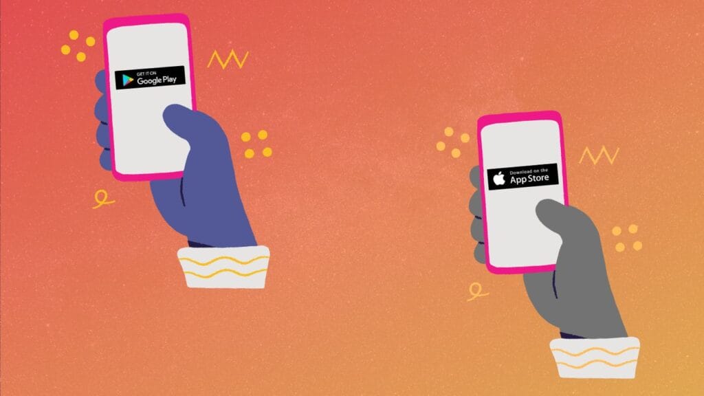 App Store для iOS или Google Play для Android